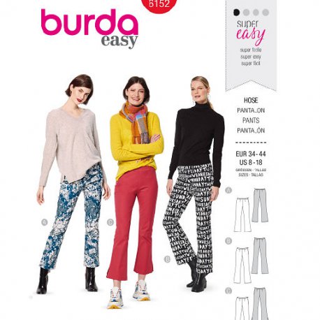Burda 6152 Broeken van wol, jeans of gabardine stretch