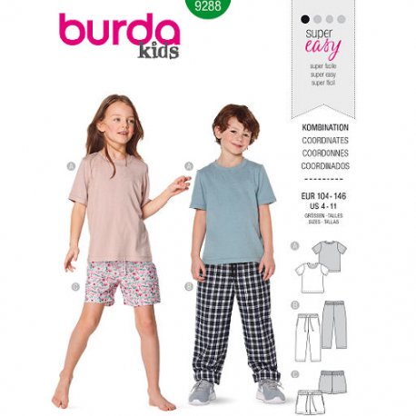Burda 9288 Combinatie van Katoen, Tricot of Jersey