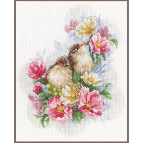 TELPAKKET KIT KLEINE VOGELTJES OP BLOEMENTAK PN-0185003