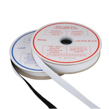 20mm HAAK EN LUS WIT OF ZWART KLITTENBAND PLAKBAAR
