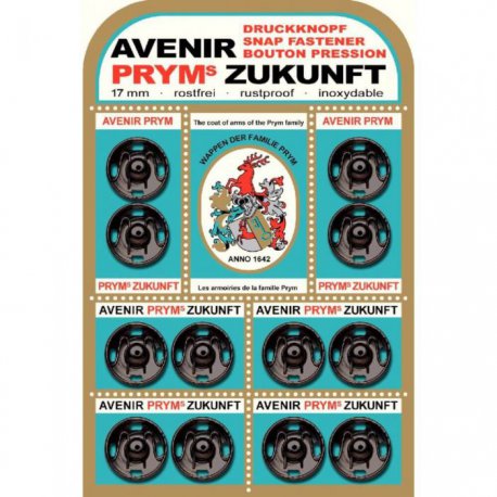 PRYM AANNAAIDRUKKNOOP MESSING 17MM ZWART 341.135