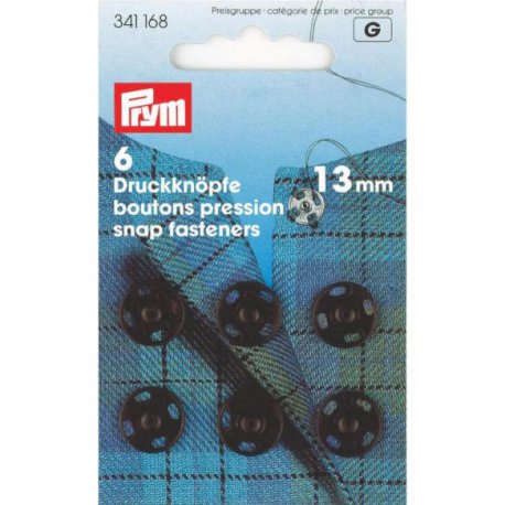 PRYM AANNAAIDRUKKNOOP MESSING 13MM ZWART 341.168