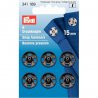 5x6 stuks PRYM AANNAAIDRUKKNOOP MESSING 15MM ZWART 341.169