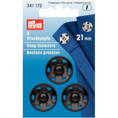 PRYM AANNAAIDRUKKNOOP MESSING 21MM ZWART 341.172