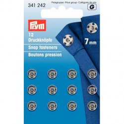 PRYM AANNAAIDRUKKNOOP MESSING 7MM ZILVER 341.242