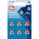 5x6 stuks PRYM AANNAAIDRUKKNOOP MESSING 13MM ZILVER 341.248