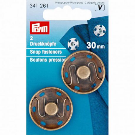 PRYM AANNAAIDRUKKNOOP MESSING 30MM OUDMESSING 341.261