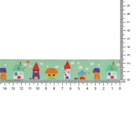 GEWEVEN BAND HUISJES 17MM 67465 Groen 03