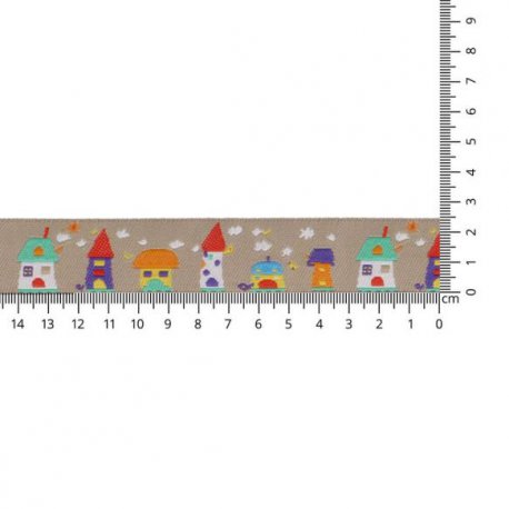 GEWEVEN BAND HUISJES 17MM 67465 Beige 04