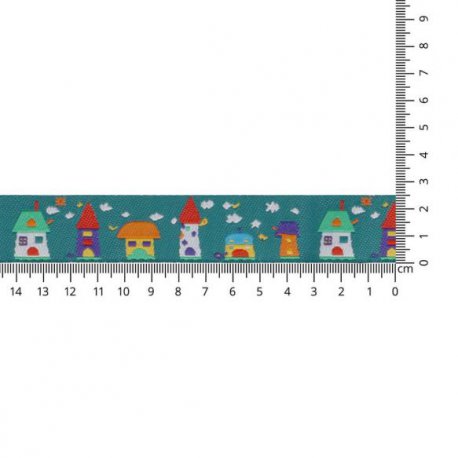 GEWEVEN BAND HUISJES 17MM 67465 blauw 07