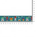 25 mtr GEWEVEN BAND HUISJES 17MM 67465 blauw 07