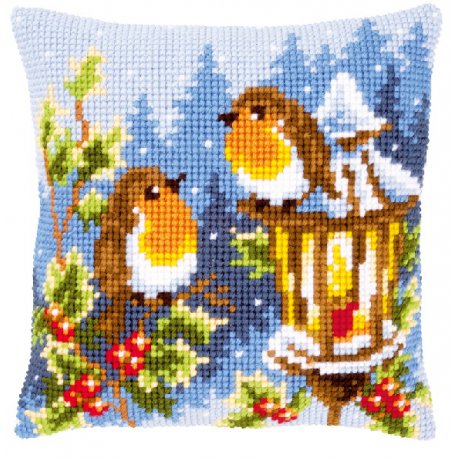 KRUISSTEEKKUSSEN KIT ROODBORSTJES MET LAMP  PN-0145077