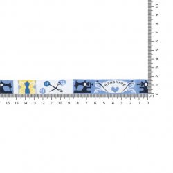 GEWEVEN BAND HANDMADE 17MM 67467-02 Blauw, Geel
