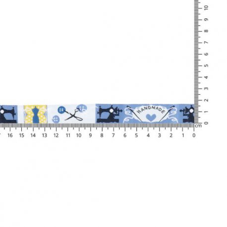 GEWEVEN BAND HANDMADE 17MM 67467-02 Blauw, Geel