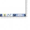 Volle Rol van 25 mtr GEWEVEN BAND HANDMADE 17MM 67467-02 Blauw, Geel