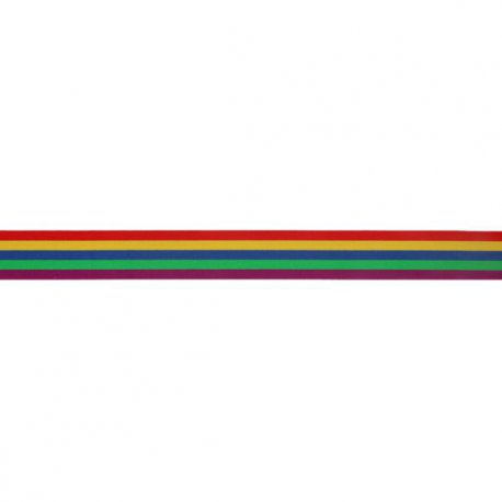 ELASTIEK GESTREEPT REGENBOOG 25MM 78524 Geel