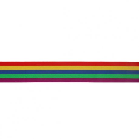 ELASTIEK GESTREEPT REGENBOOG 40MM 78526 geel
