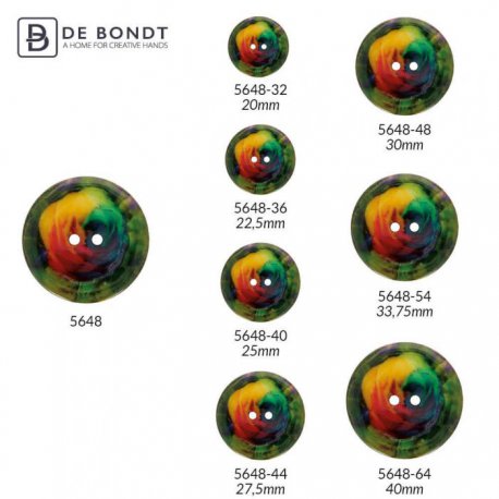 KNOOP KOKOS ROOS REGENBOOG 22.5MM5648-36 geel