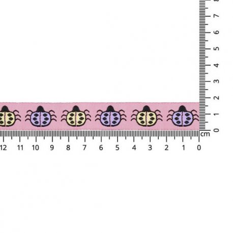 GEWEVEN BAND LIEVEHEERSBEESTJES 17MM 67481-04 Roze