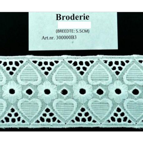 B-3 Broderie wit - 50mm breed