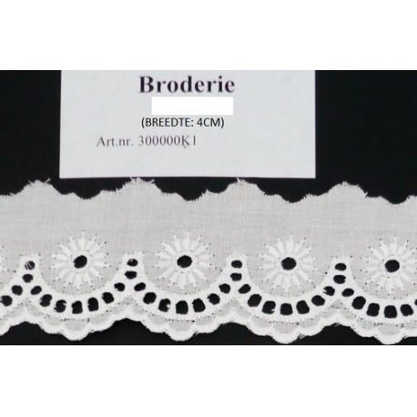 K-1 Broderie glans wit - 40mm breed
