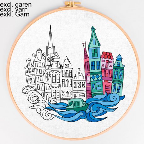 SIMY'S BORDUURPAKKET VOORBEDRUKT HUISJES 40X40CM 14644-DB2863