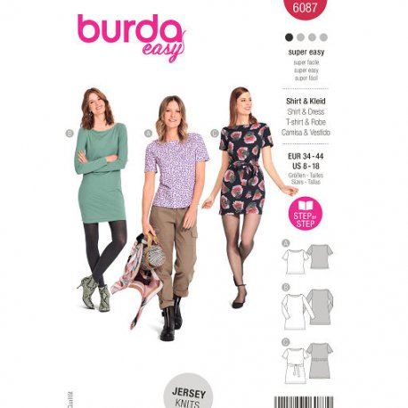 Burda 6087 Jurkjes van Jersey