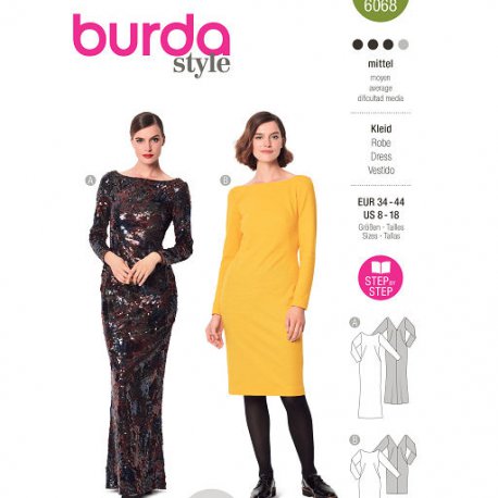Burda 6068 Jurkjes van Stretch stof