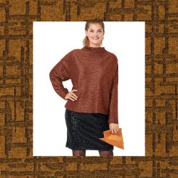 Stof voor Sweater model B van Burda 6093 Gebreid Jacquard 14079 Oker 034