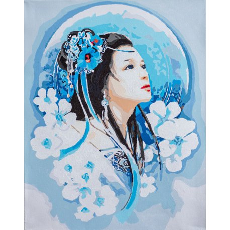 PAINT BY NUMBER KIT ASIAN LADY IN BLUE PN-0195429