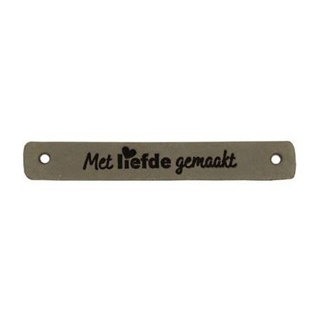 Leren label Met Liefde Gemaakt 7 x 1 cm. 	020.1179 kleur 002