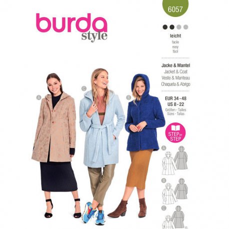 Burda 6057 Jasjes en Mantel van Wol, Tweed, Jacquard of Teddy/Borg
