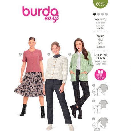 Burda 6053 Jasjes van Jersey Tricot, gebreid, Punta