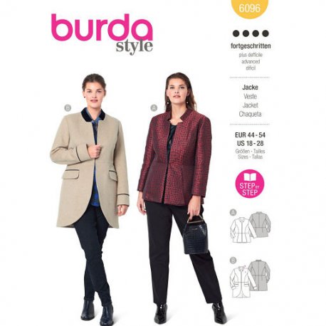 Burda 6096 Jasjes Maateje meer van Wol, Gabardine of Jacquard
