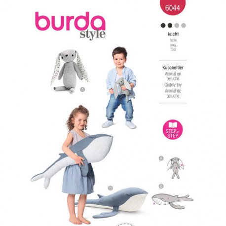 Burda 6044 Speeldieren Jogging, Tricot/Jersey, Denim of Katoen