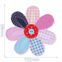 Applic. Grote bloem, blauw-roze, met knop