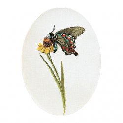 Thea G.Vlinder Bruin-Groen op Aida of Linnen