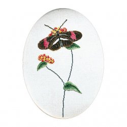 Thea G.Vlinder bruin-rose op Aida of Linnen