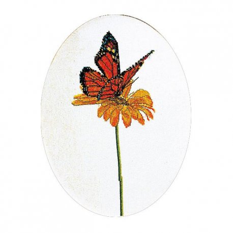 Thea G.Vlinder Orange op Aida of Linnen