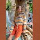 GEWEVEN VISCOSE LINNEN STOF SLUB EFFEN 13579 BRIQUE 056