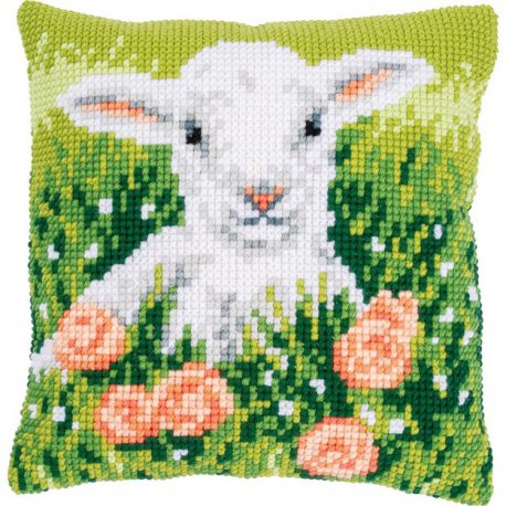 KRUISSTEEKKUSSEN KIT LAM TUSSEN BLOEMEN PN-0196783