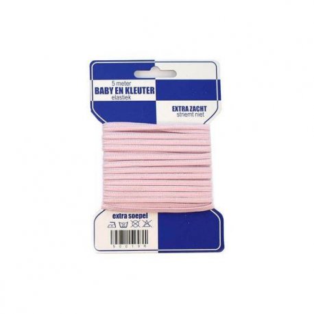 Baby en Kleuter elastiek 5 mtr. roze 50019R-10