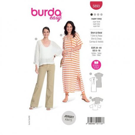 Burda 5893 Jurk en Shirt van jersey, gebreid. Super Easy