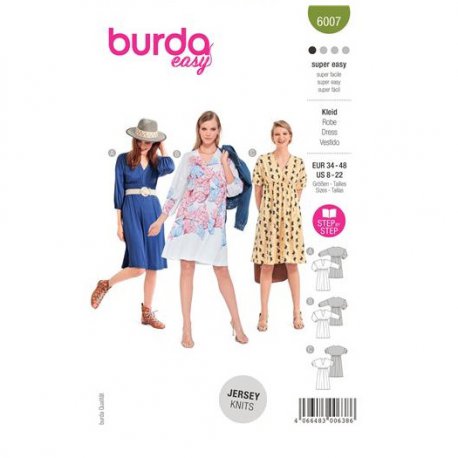 Burda 6007 Jurkjes van Jersey