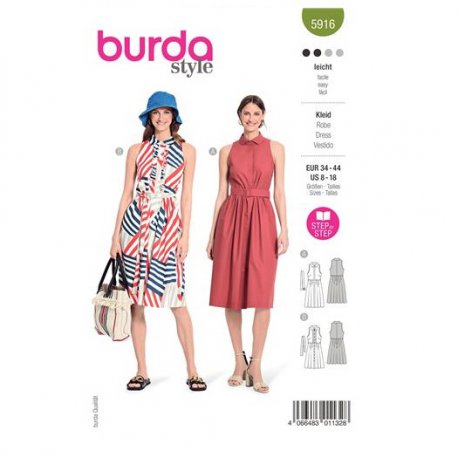 Burda 5916 Jurken van katoen, Viscose of Crepe