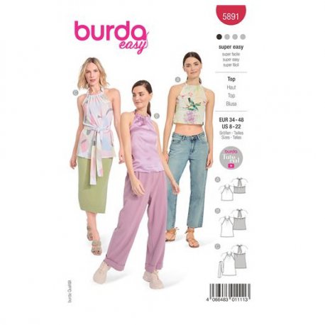 Burda 5891 Tops van Katoen, Viscose of Crepe
