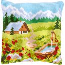 KRUISSTEEKKUSSEN KIT BERGWEIDE MET BLOEMEN&HUISJE PN-0147535