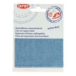 Opry Reparatiedoek jeans opstrijkbaar 10x40cm dun lichtblauw