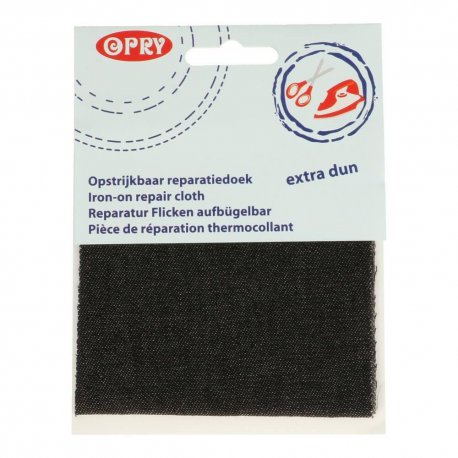 Opry Reparatiedoek jeans opstrijkbaar 10x40cm dun zwart