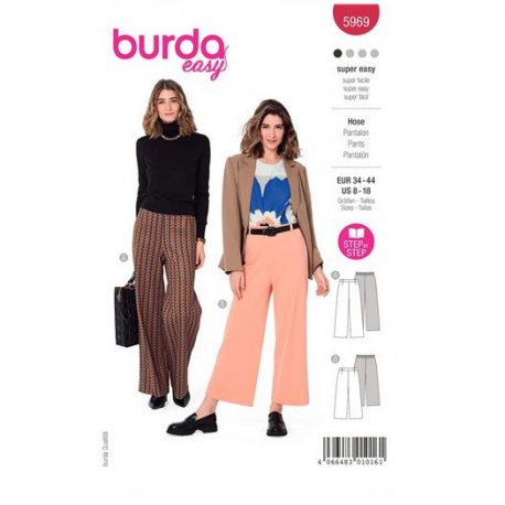 Burda 5969 Broeken van Katoen, Stofmenging, Jogging of Jersey